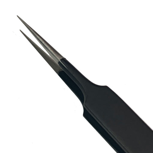 Straight Eyelash Extension Tweezer (Black) 12cm - Image 2